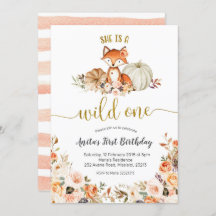 秋のキツネ 彼女は野生の子 誕生日招待状