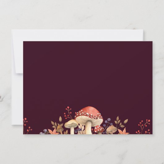 秋のキノコと植物と葉秋の結婚式 セーブザデート (裏面)