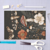 秋のキノコと花の秋切り離し 薄葉紙 (クラフト)