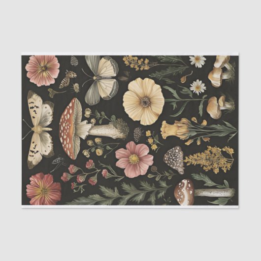 秋のキノコと花の秋切り離し 薄葉紙 (正面)