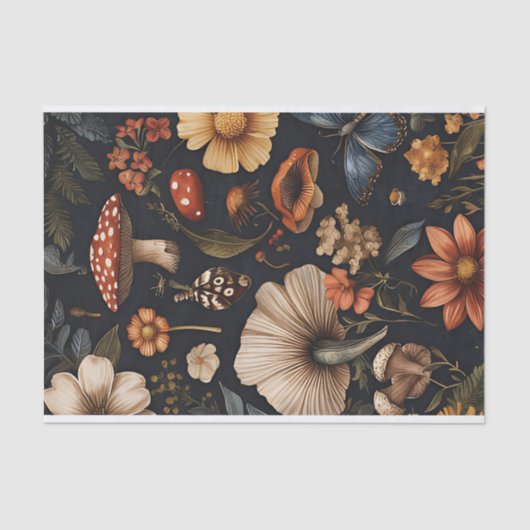 秋のキノコと花の秋切り離し 薄葉紙 (正面)