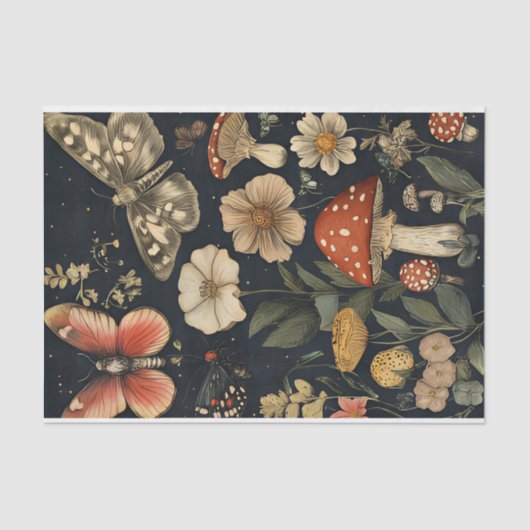 秋のキノコと花の秋切り離し 薄葉紙 (正面)