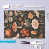 秋のキノコと花の秋切り離し 薄葉紙 (クラフト)