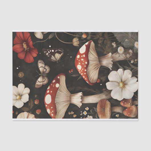 秋のキノコと花の秋切り離し 薄葉紙 (正面)