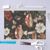 秋のキノコと花の秋切り離し 薄葉紙 (クラフト)