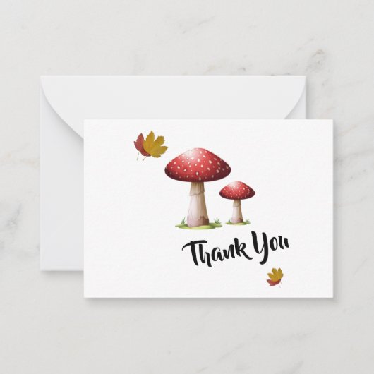 秋のキノコサンキューカード ノートカード (正面)