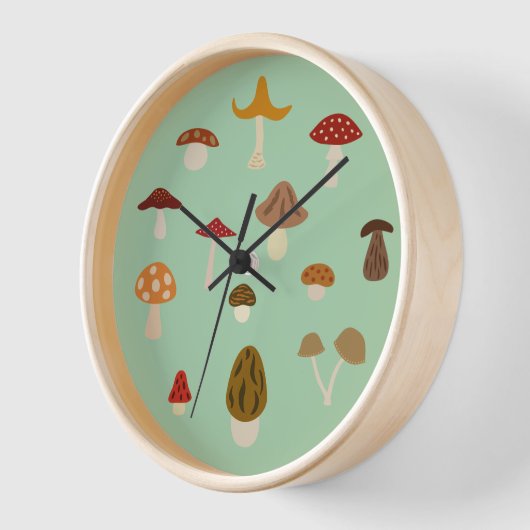 秋のキノコ時計 壁時計 (傾斜)