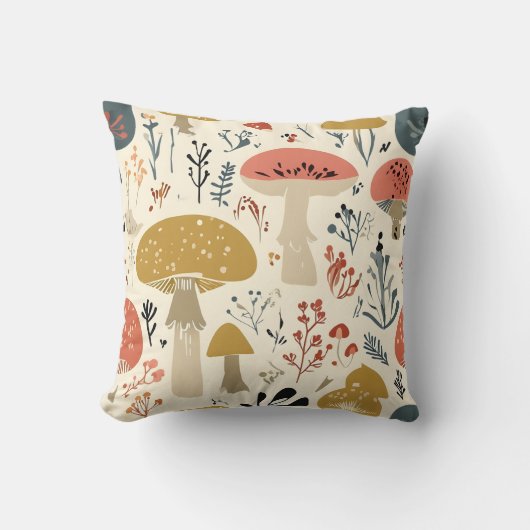 秋のキノコ植物型枕 クッション (正面)