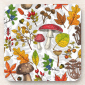 秋のキノコ葉や、ナッツやベリー コースター (正面)