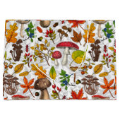秋のキノコ葉や、ナッツやベリー ラージペーパーバッグ (正面)