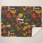 秋のキノコ葉や、木の実や果実が暗い日 シェルパブランケット (正面(横))