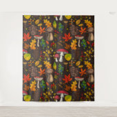 秋のキノコ葉や、木の実や果実が暗い日 タペストリー (正面)