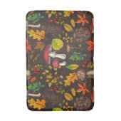 秋のキノコ葉や、木の実や果実が暗い日 バスマット (正面縦)