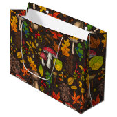 秋のキノコ葉や、木の実や果実が暗い日 ラージペーパーバッグ (正面アングル)