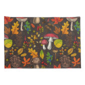 秋のキノコ葉や、木の実や果実が暗い日 枕カバー (裏面-右)