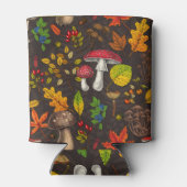 秋のキノコ葉や、木の実や果実が暗い日 缶クーラー (裏面)