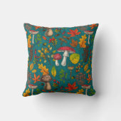 秋のキノコ葉、、ナッツ、ベリーの青 クッション (裏面)