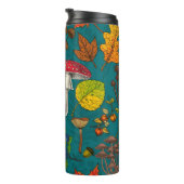 秋のキノコ葉、、ナッツ、ベリーの青 タンブラー (回転右)