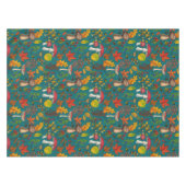 秋のキノコ葉、、ナッツ、ベリーの青 テーブルクロス (正面(横))