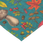 秋のキノコ葉、、ナッツ、ベリーの青 テーブルクロス (アングル)