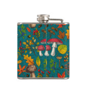 秋のキノコ葉、、ナッツ、ベリーの青 フラスク (裏面)