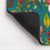 秋のキノコ葉、、ナッツ、ベリーの青 マウスパッド (コーナー)