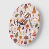 秋のキノコ離れのヴィンテージ反復。 ラージ壁時計 (傾斜)