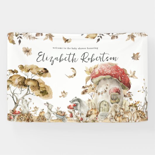 秋のキノコ |ウッドランド・フォレスト・ウェルカム 横断幕 (横)