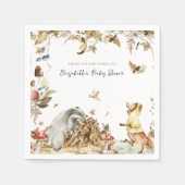 秋のキノコ |ウッドランド・フォレスト・ベビーシャワー スタンダードカクテルナプキン (正面)