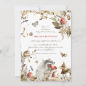 秋のキノコ |ウッドランド・フォレスト・ベビーシャワー 招待状 (正面)