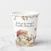 秋のキノコ |ウッドランド・フォレスト・ベビーシャワー 紙コップ (正面)