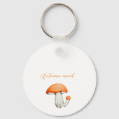 秋のキノコ、カタツムリ、黄色の枝 キーホルダー (裏面)