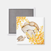 秋のキノコ、カタツムリ、黄色の枝 マグネット (正面/裏面)