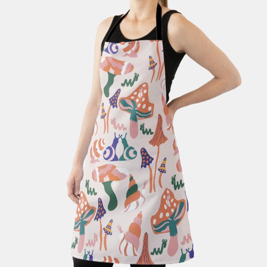 秋のキノコ、カラフルシームレスデザイン。 エプロン (インサイチュ)