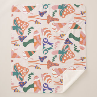 秋のキノコ、カラフルシームレスデザイン。 シェルパブランケット