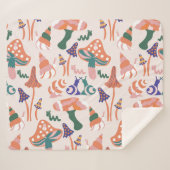 秋のキノコ、カラフルシームレスデザイン。 シェルパブランケット (正面(横))