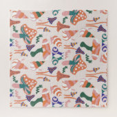 秋のキノコ、カラフルシームレスデザイン。 ジグソーパズル (横)