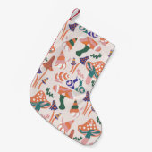 秋のキノコ、カラフルシームレスデザイン。 スモールクリスマスストッキング (正面 (吊り時))