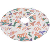 秋のキノコ、カラフルシームレスデザイン。 ブラッシュドポリエステルツリースカート (アングル)