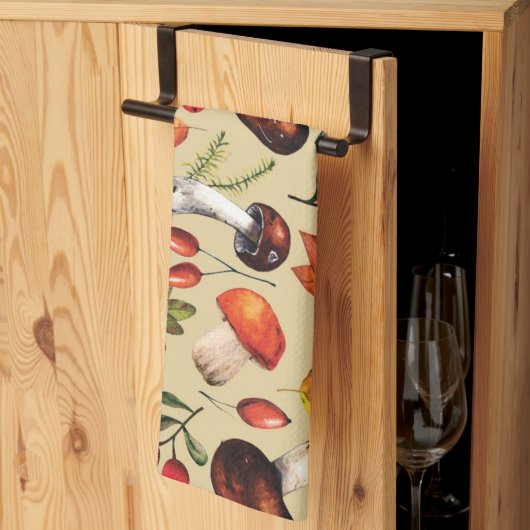 秋のキノコ キッチンタオル (三つ折り)