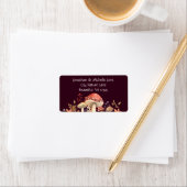 秋のキノコ、植物との葉秋のアドレス ラベル (インサイチュ)