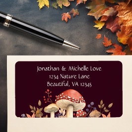 秋のキノコ、植物との葉秋のアドレス ラベル