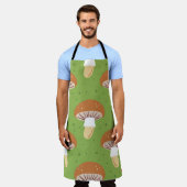秋のキノコ：緑のシームレスなパターン。 エプロン (着用した状態)