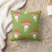 秋のキノコ：緑のシームレスなパターン。 クッション (ブランケット)