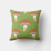 秋のキノコ：緑のシームレスなパターン。 クッション (裏面)