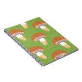 秋のキノコ：緑のシームレスなパターン。 ノートブック (右側)