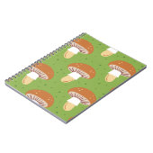 秋のキノコ：緑のシームレスなパターン。 ノートブック (左側)