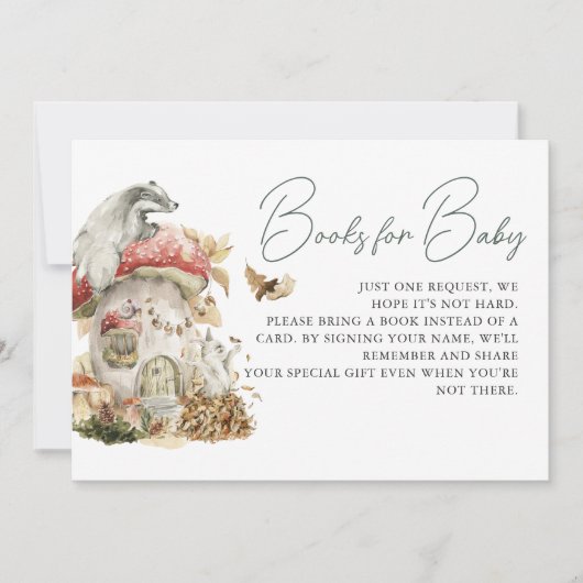 秋のキノコ | Woodland Forest Bookリクエスト 招待状 (正面)