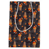 秋のキャンディーコーンアイスクリームハロウィーン ミディアムペーパーバッグ (裏面)