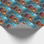 秋のキャンプファイヤーを楽しむ2匹のリス ラッピングペーパー (角)